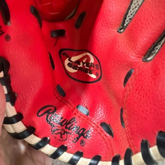 Rawlings Kids Red Players Series Baseball Glove Left Handed Leather 10" ESB02 - Picture 5 of 7